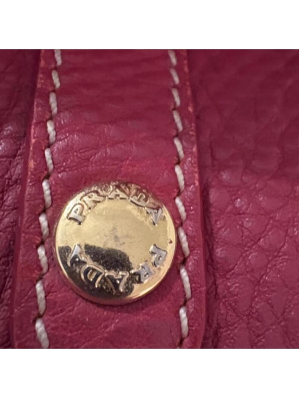 Prada Red Pebbled Leather Satchel Handbag - Picture 11 of 11